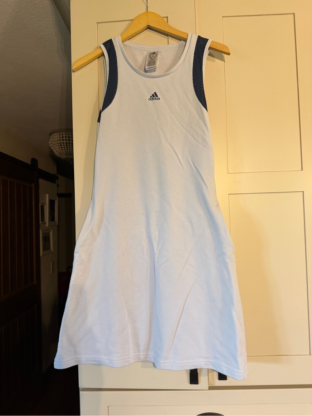 Adidas sweatshirt like tennis dress with side pockets, size M, no shorts